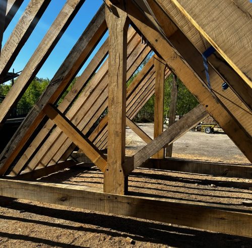 Oak truss roof The restoration of a dilapidated barn and Oast house